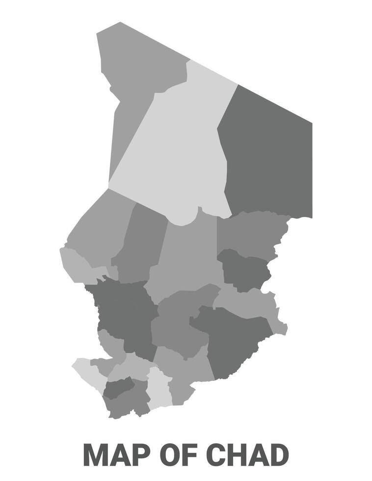 Chad Greyscale political map simple flat illustration vector