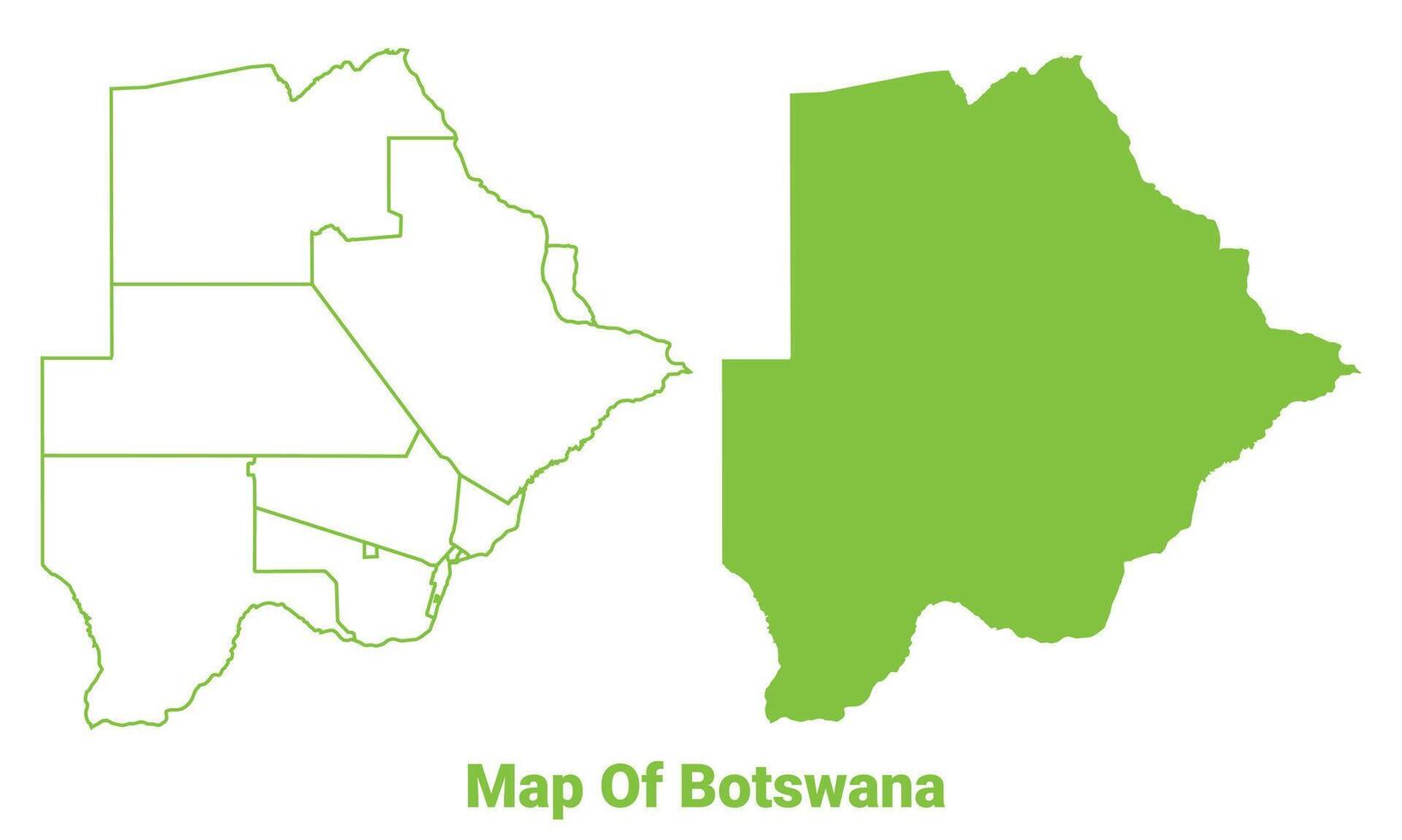 Green Botswana map outline and flat illustration vector