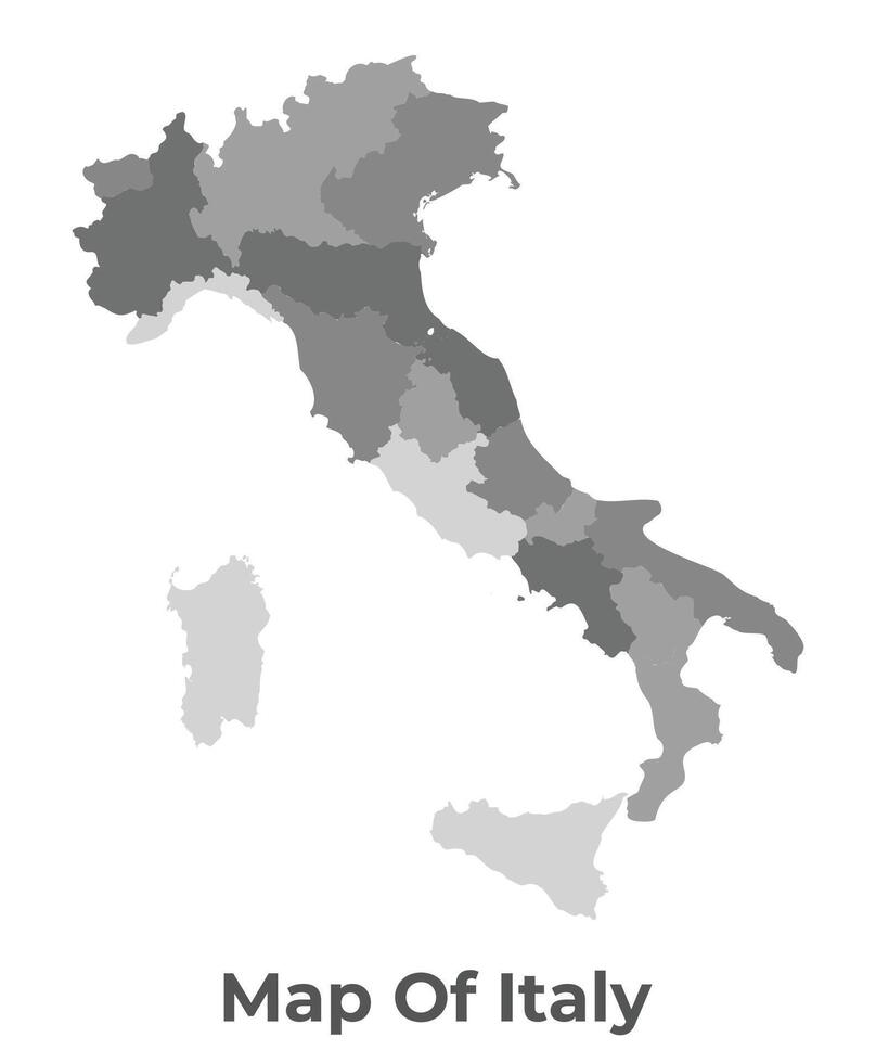 Italy Greyscale political map simple flat illustration vector