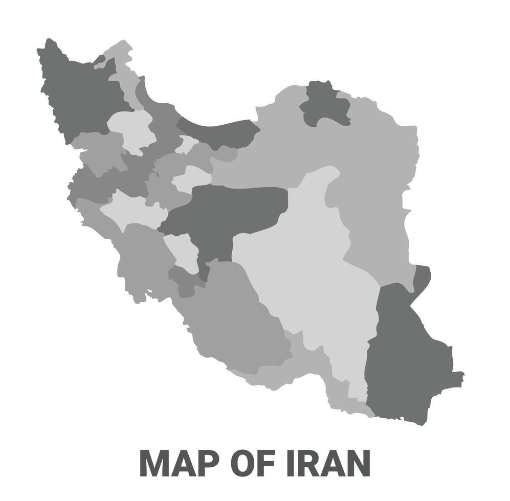 Iran Greyscale political map simple flat illustration vector