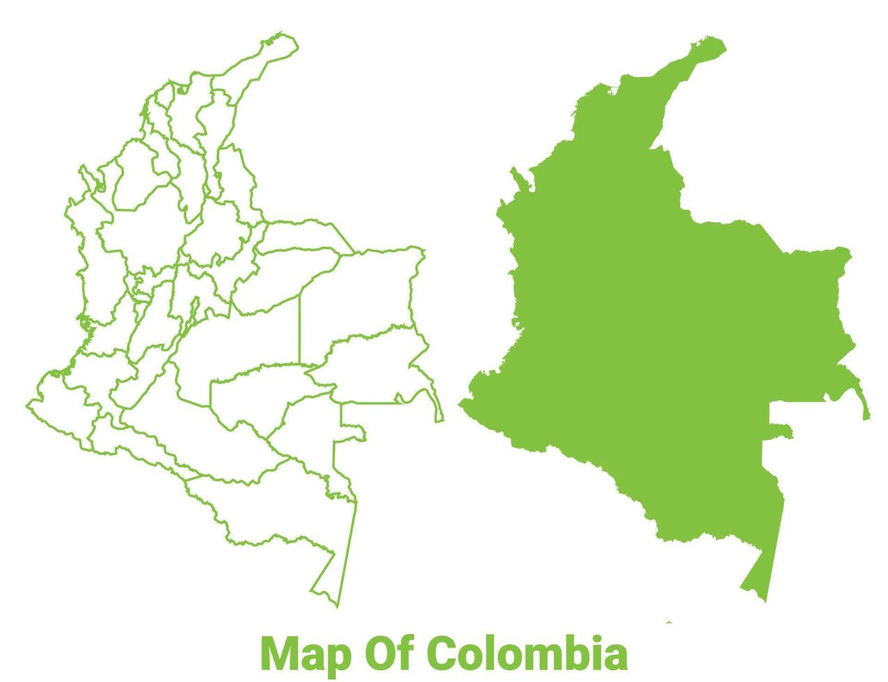 Green Colombia map outline and flat illustration vector