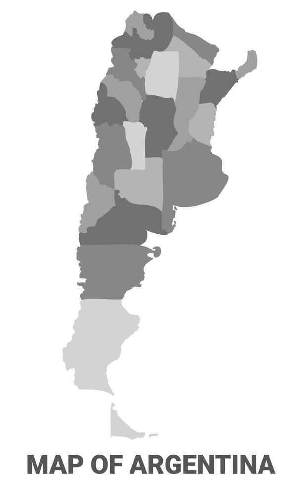 Argentina Greyscale political map simple flat illustration vector