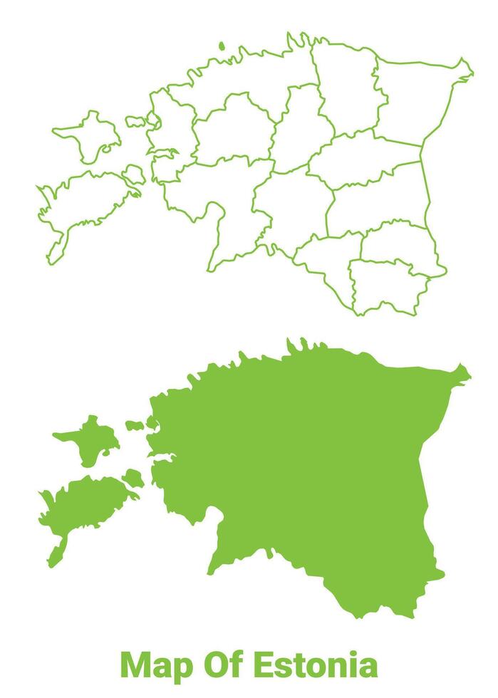 Green Estonia map outline and flat illustration vector