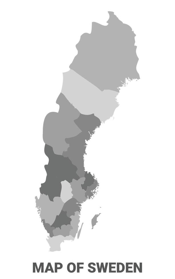 Sweden Greyscale political map simple flat illustration vector