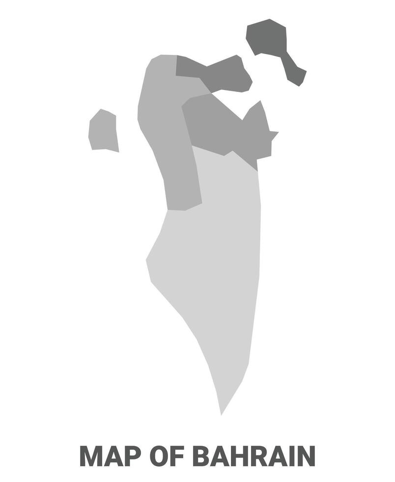 Bahrain Greyscale political map simple flat illustration vector