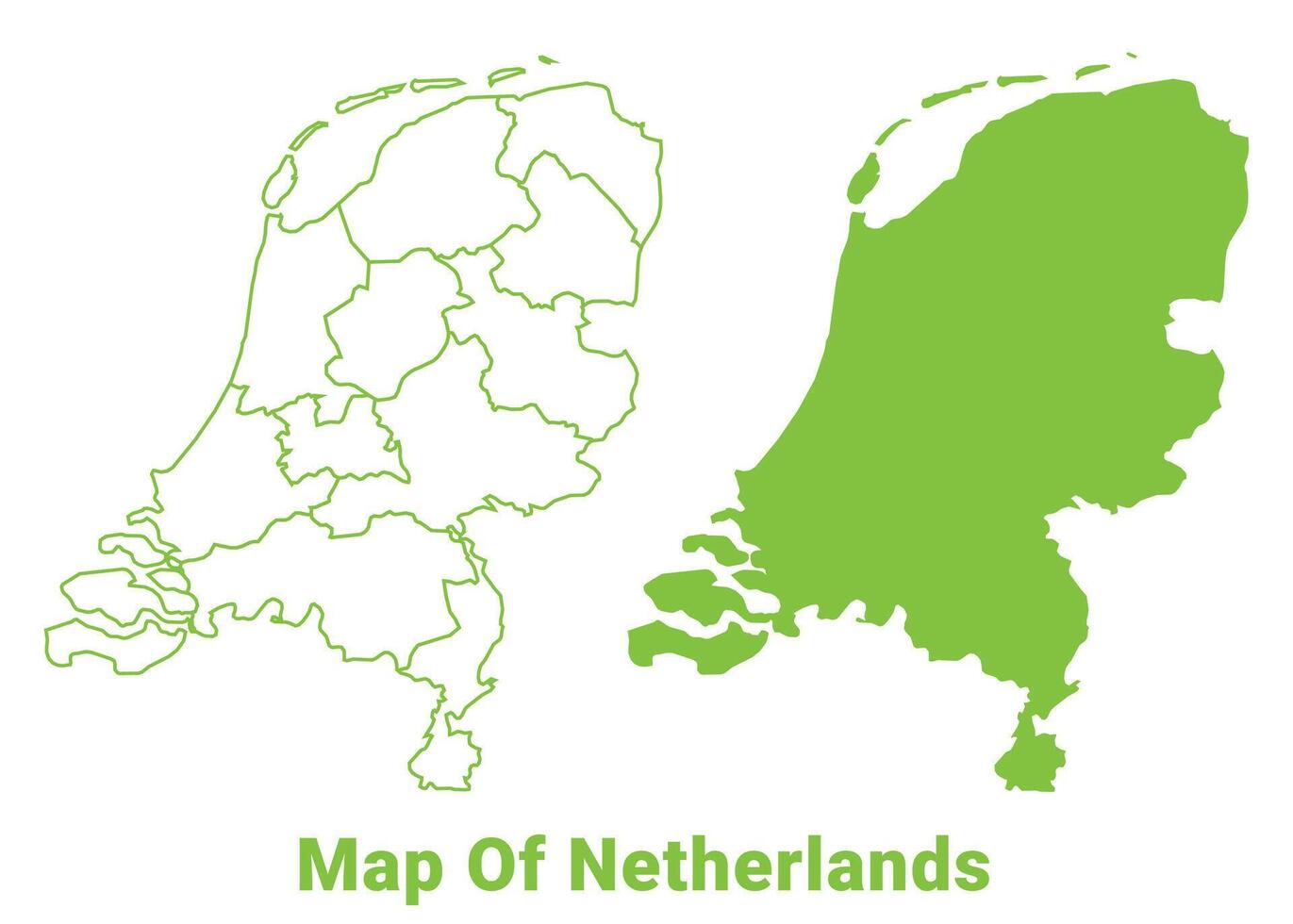 Green Netherlands map outline and flat illustration vector
