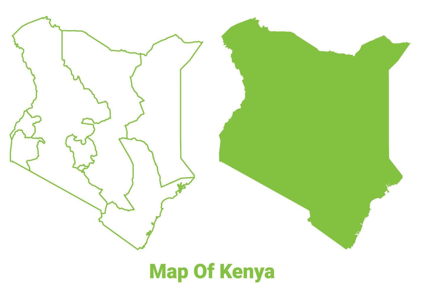 Green Kenya map outline and flat illustration vector