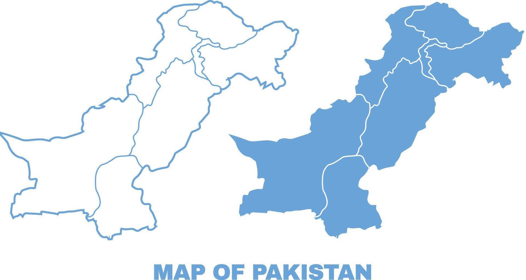 Pakistan Blue map flat regions border outline illustration vector