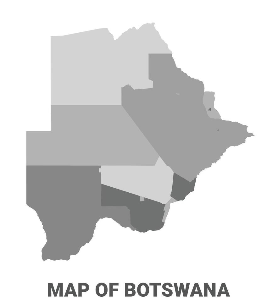 Botswana Greyscale political map simple flat illustration vector