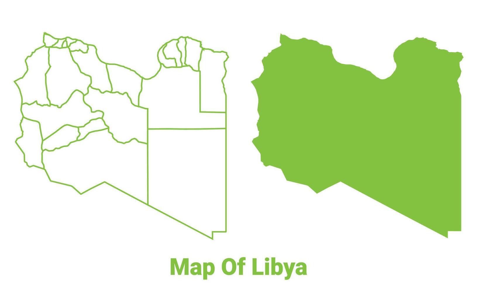 Green Libya map outline and flat illustration vector