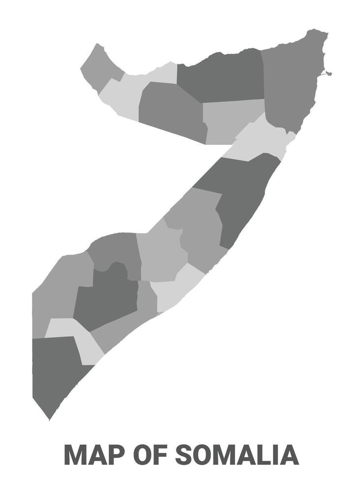 Somalia Greyscale political map simple flat illustration vector