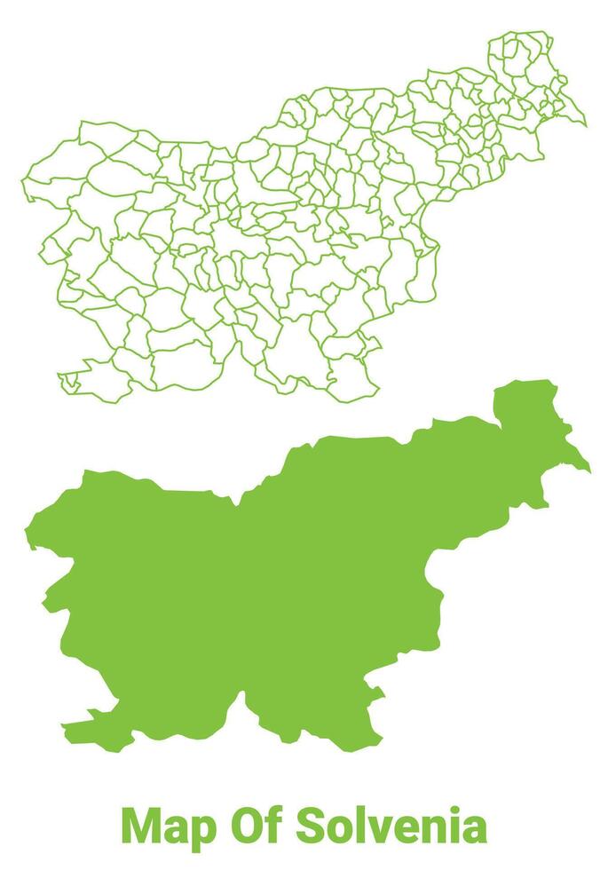 Green Slovenia map outline and flat illustration vector