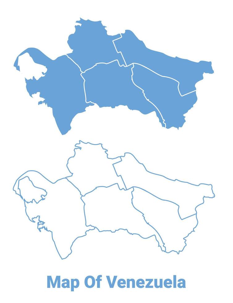 Turkmenistan Blue map flat regions border outline illustration vector