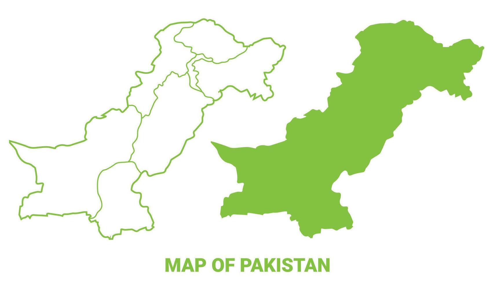 Green Pakistan map outline and flat illustration vector