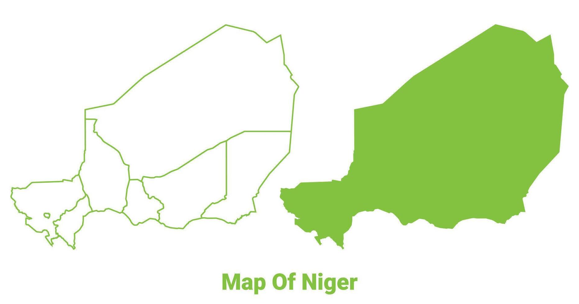 Green Niger map outline and flat illustration vector