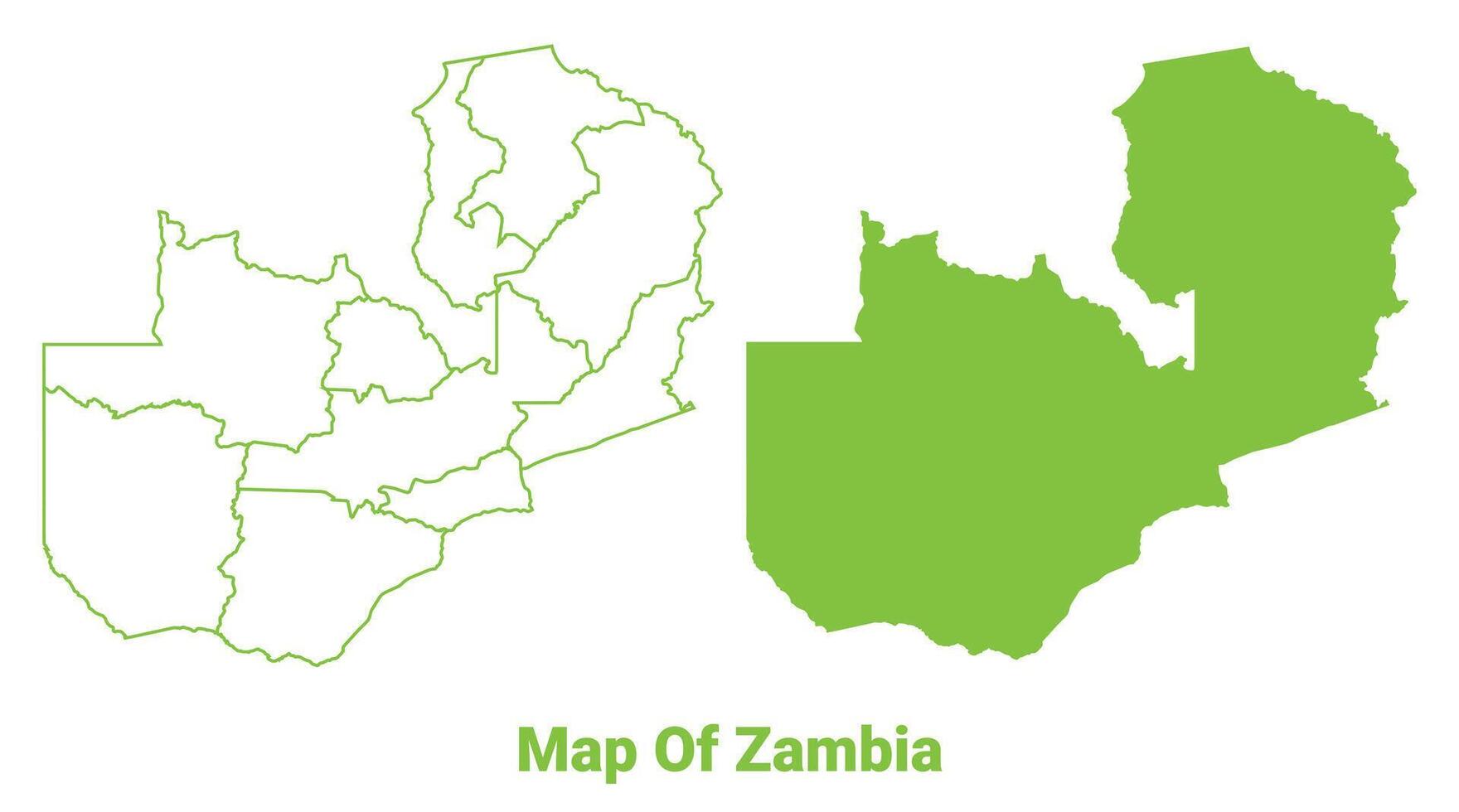 Green Zambia map outline and flat illustration vector