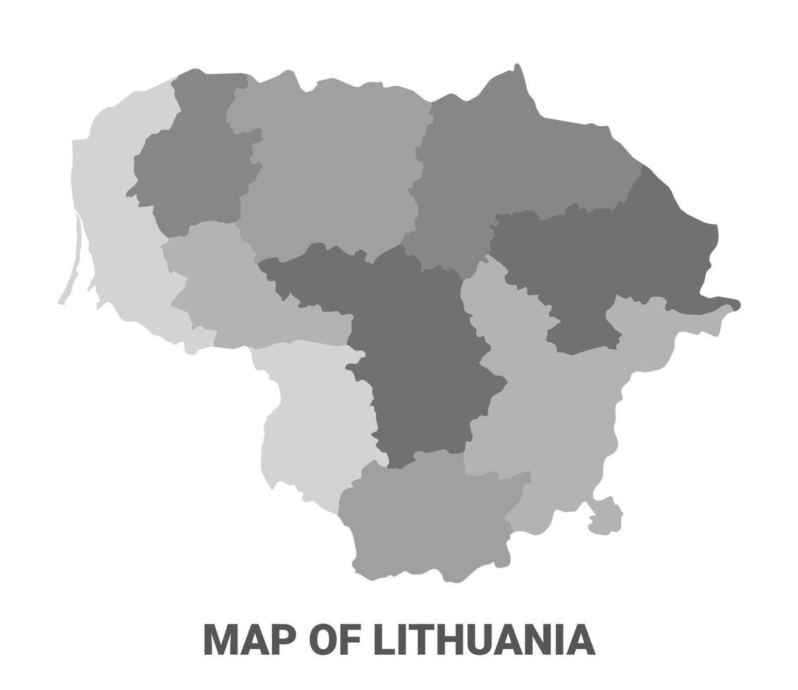 Lithuania Greyscale political map simple flat illustration vector