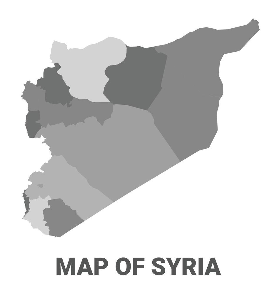 Syria Greyscale political map simple flat illustration vector