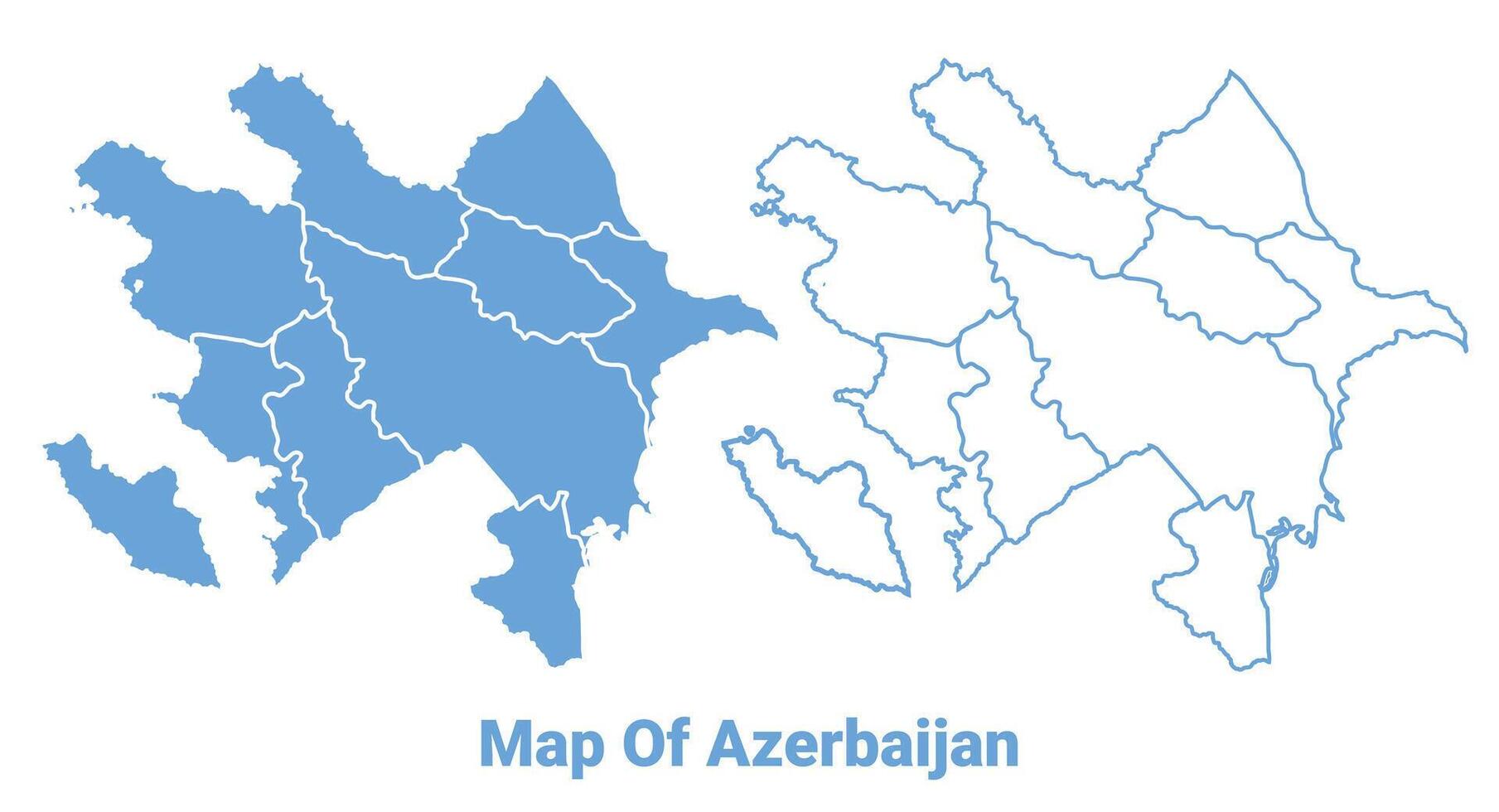 Azerbaijan Blue map flat regions border outline illustration vector