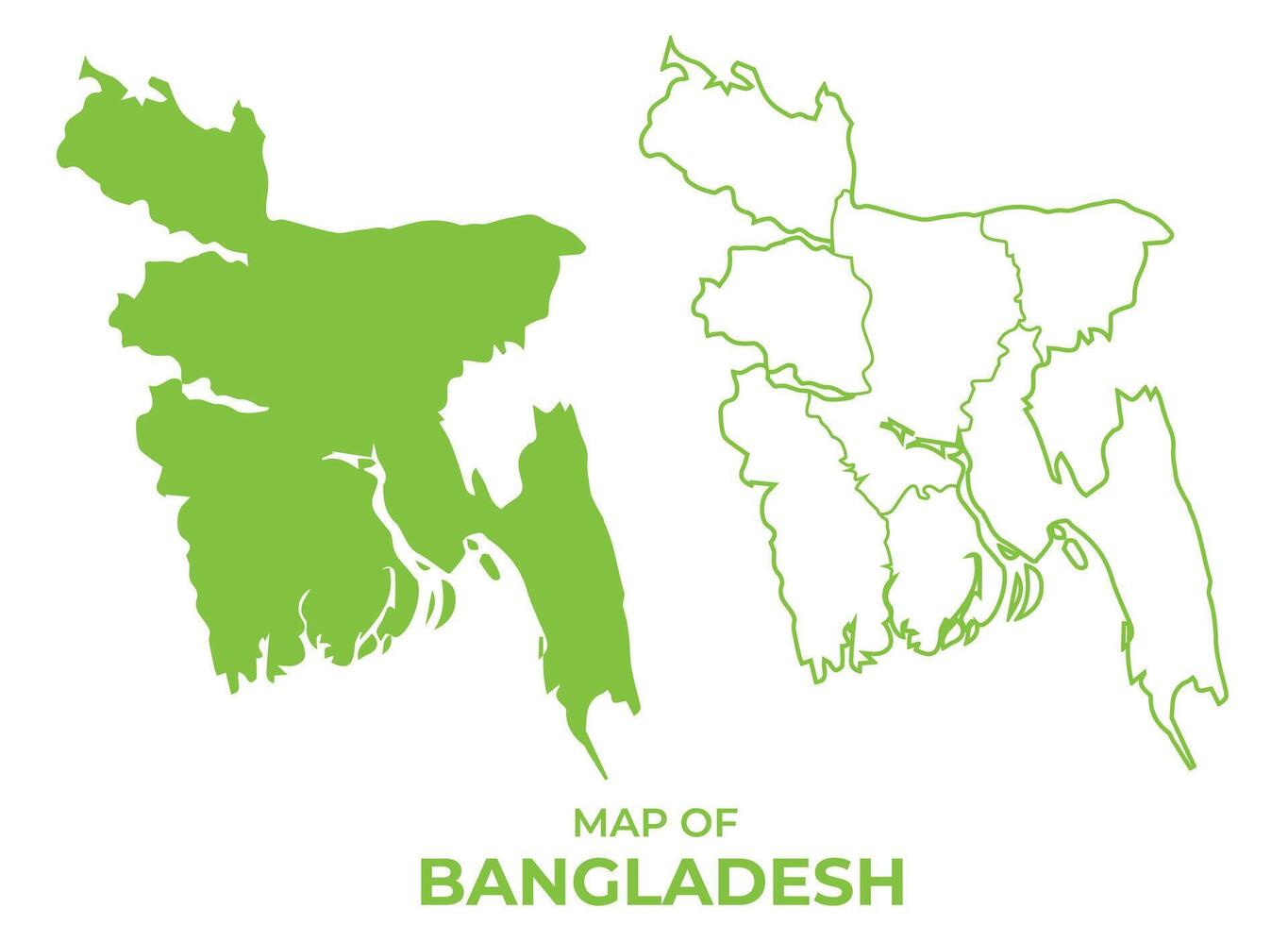 Green Bangladesh map outline and flat illustration vector