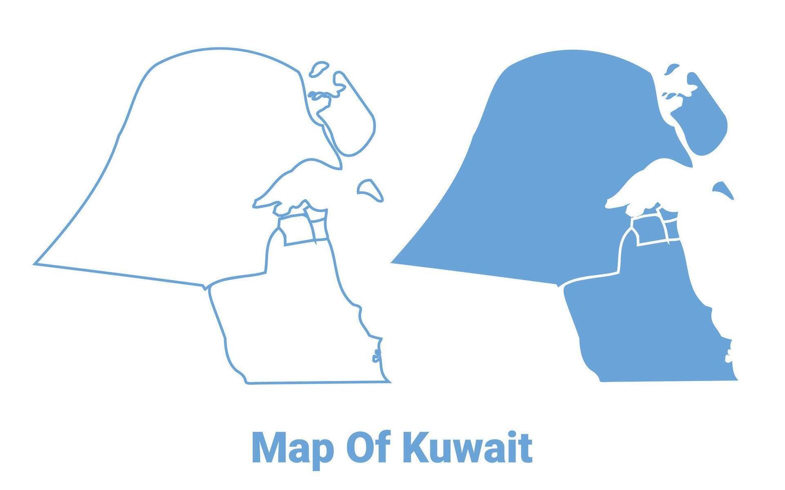 Kuwait Blue map flat regions border outline illustration vector