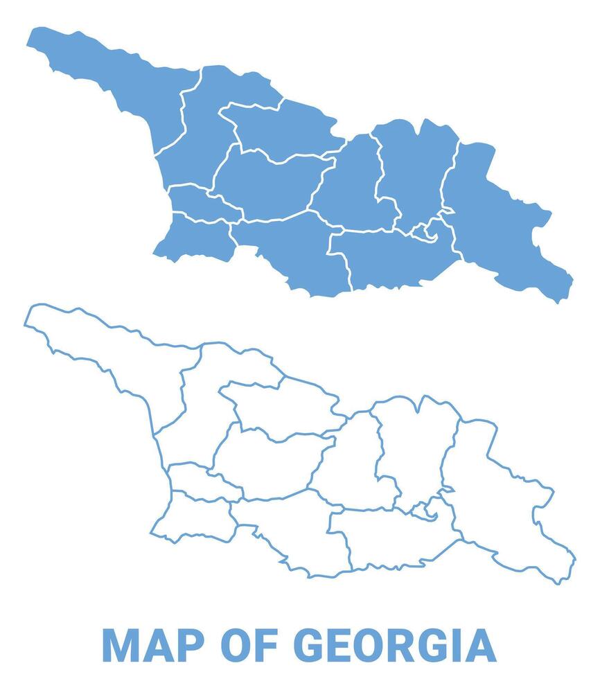Georgia Blue map flat regions border outline illustration vector