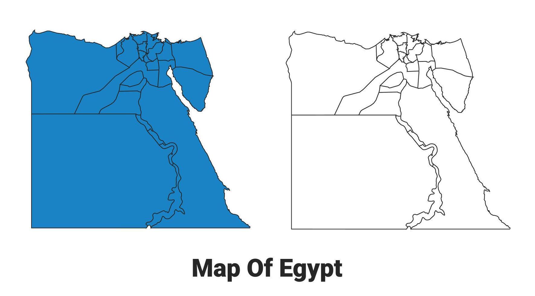 Egypt Blue detailed outline map border regions outline set vector