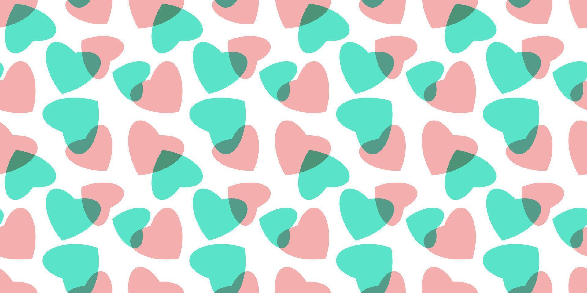 Hearts Seamless pattern in blue pink color in flat style. Minimalist trendy endless design for wallpaper print banner cover. Valentines day and love romantic simple illustration. vector