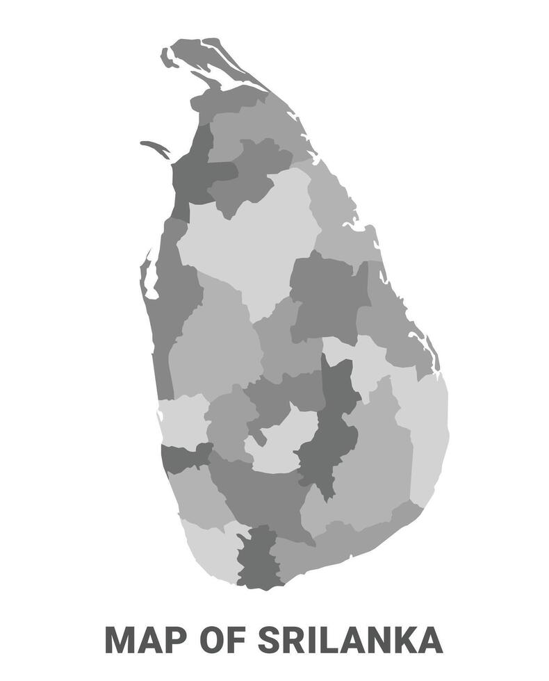 Sri Lanka Greyscale political map simple flat illustration vector