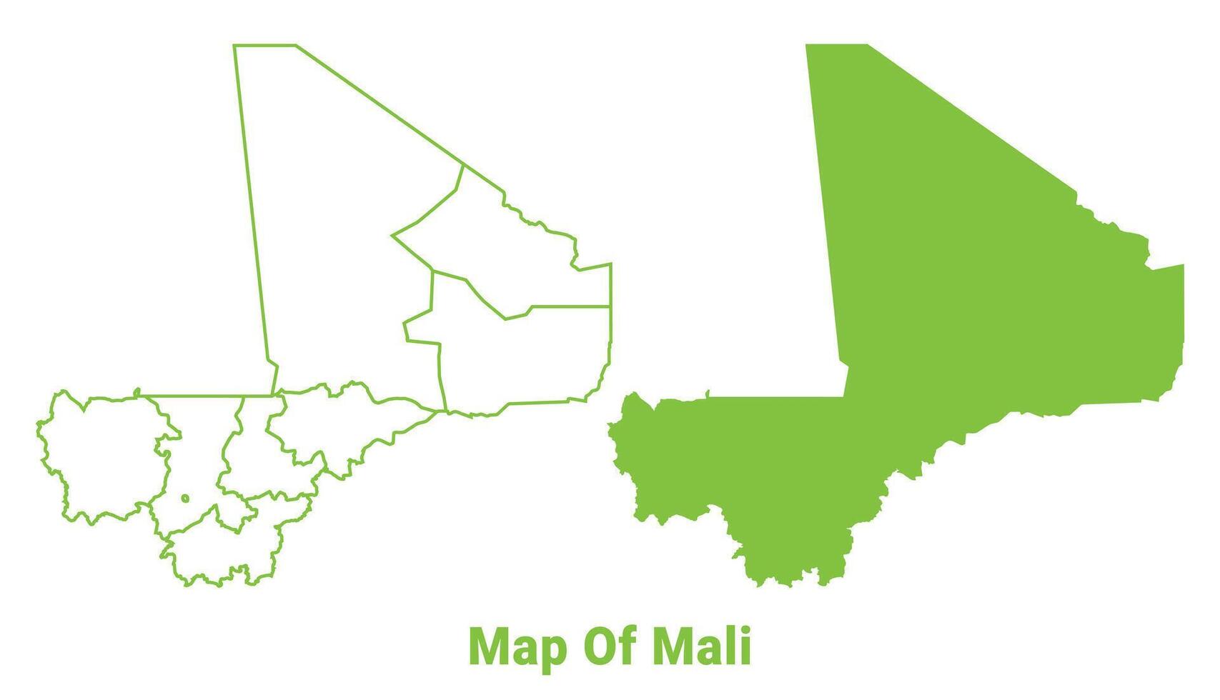 Green Mali map outline and flat illustration vector