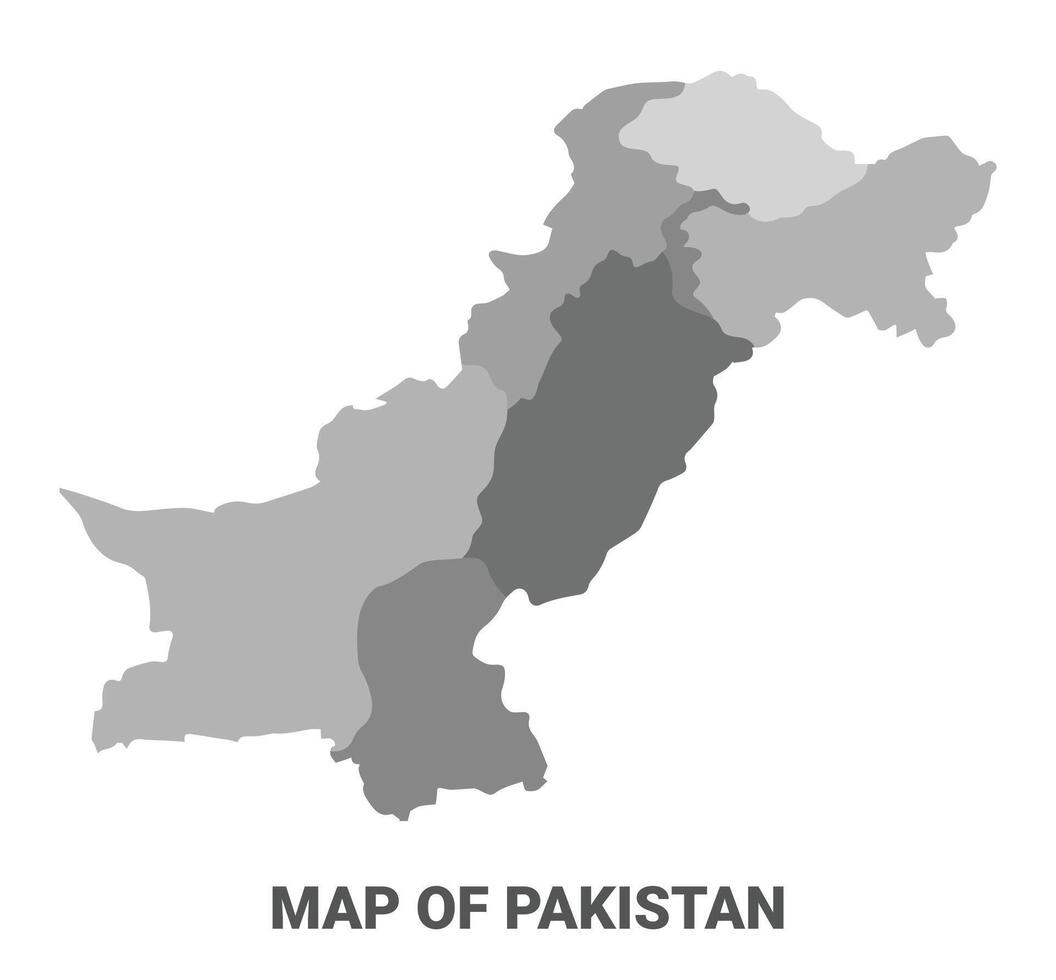 Pakistan Greyscale political map simple flat illustration vector