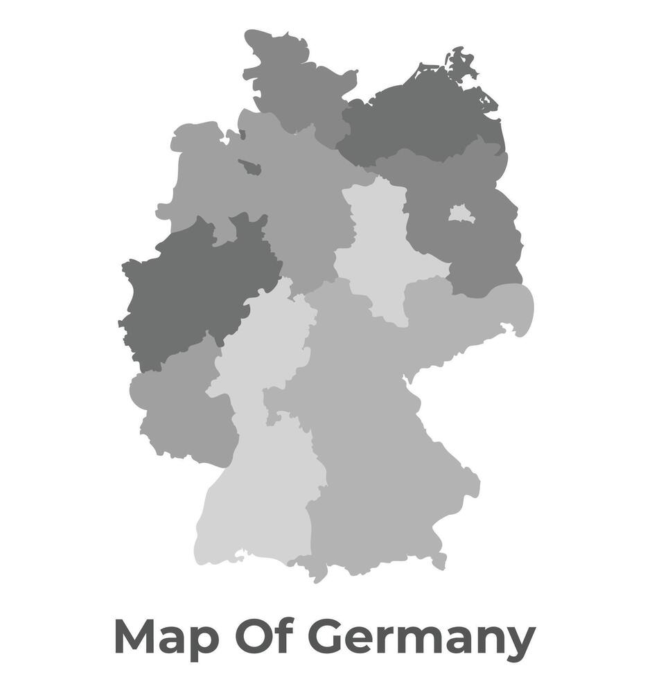 Germany Greyscale political map simple flat illustration vector