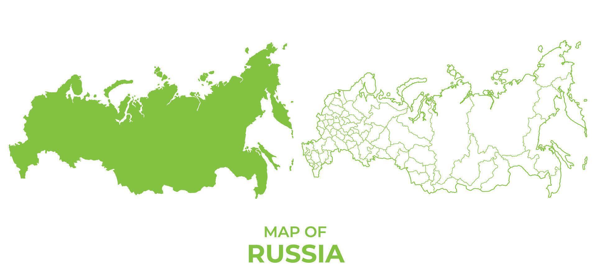 Green Russia map outline and flat illustration vector
