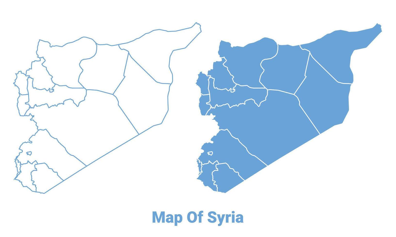 Syria Blue map flat regions border outline illustration vector