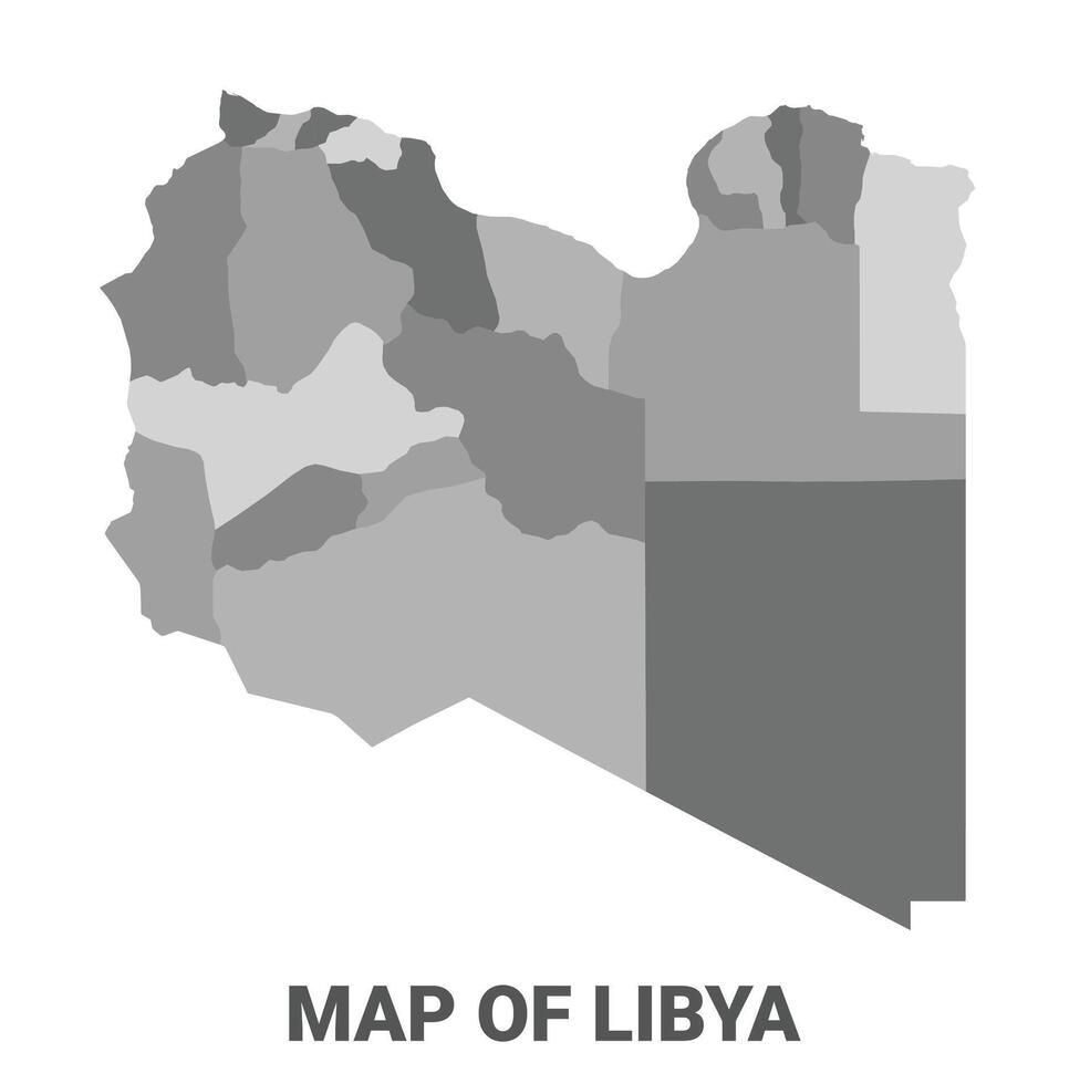 Libya Greyscale political map simple flat illustration vector