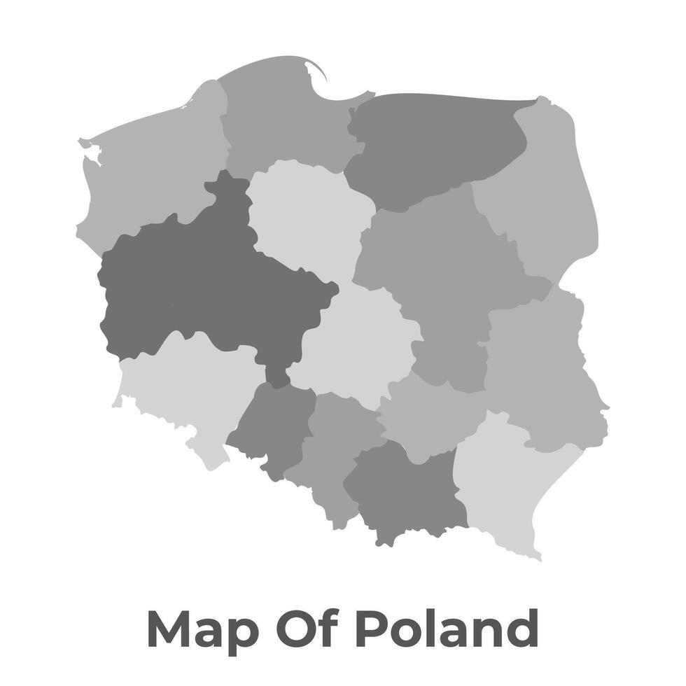 Poland Greyscale political map simple flat illustration vector