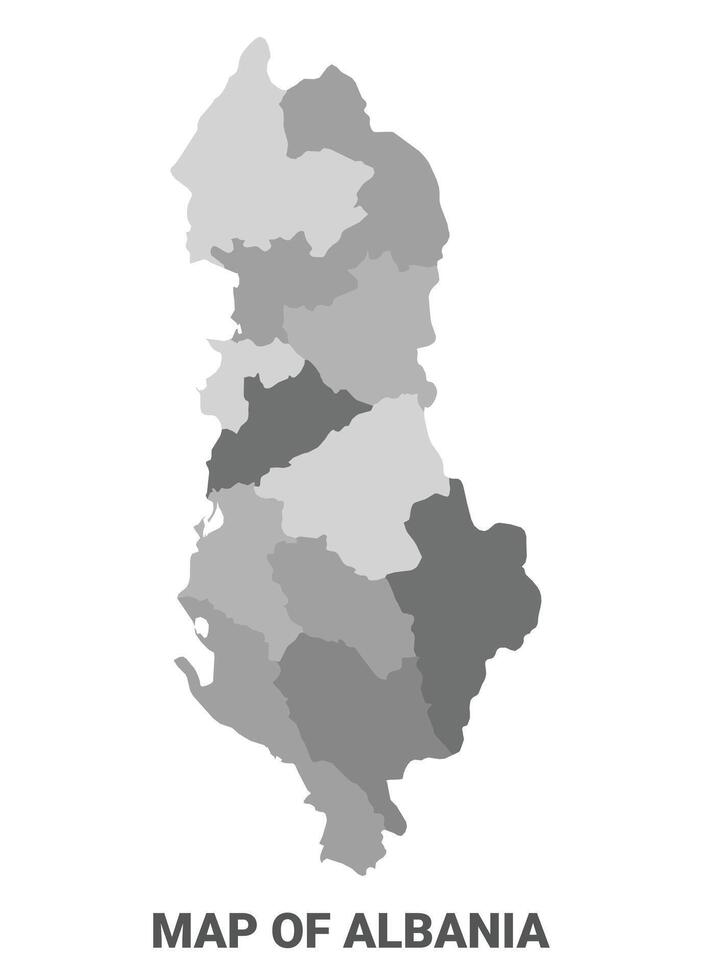 Albania Greyscale political map simple flat illustration vector