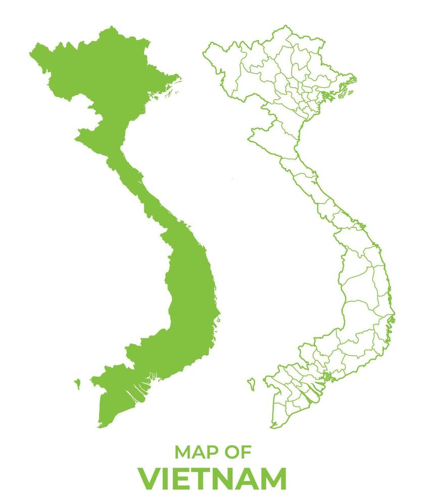 Green Vietnam map outline and flat illustration vector