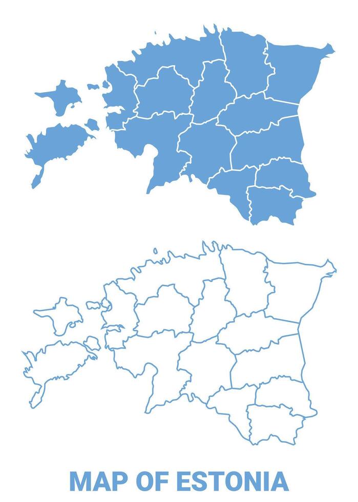 Estonia Blue map flat regions border outline illustration vector