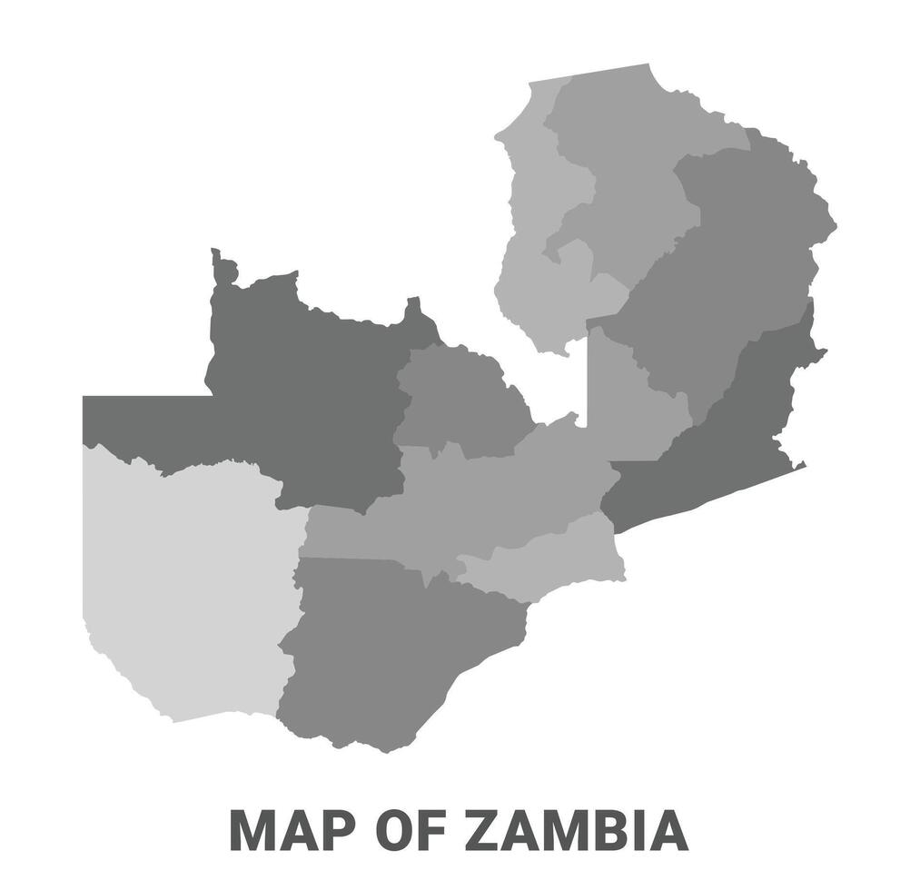 Zambia Greyscale political map simple flat illustration vector