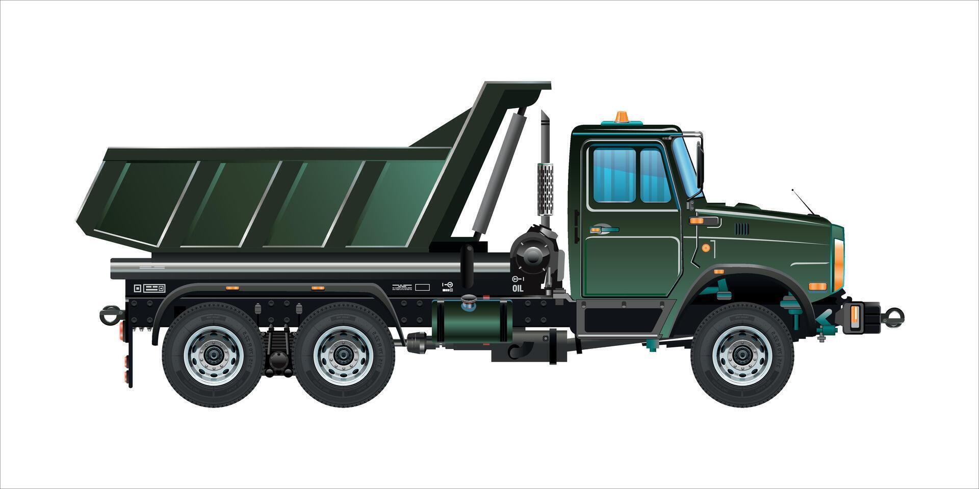 Semi truck medium pickup dump truck vehicle 3D illustration vector