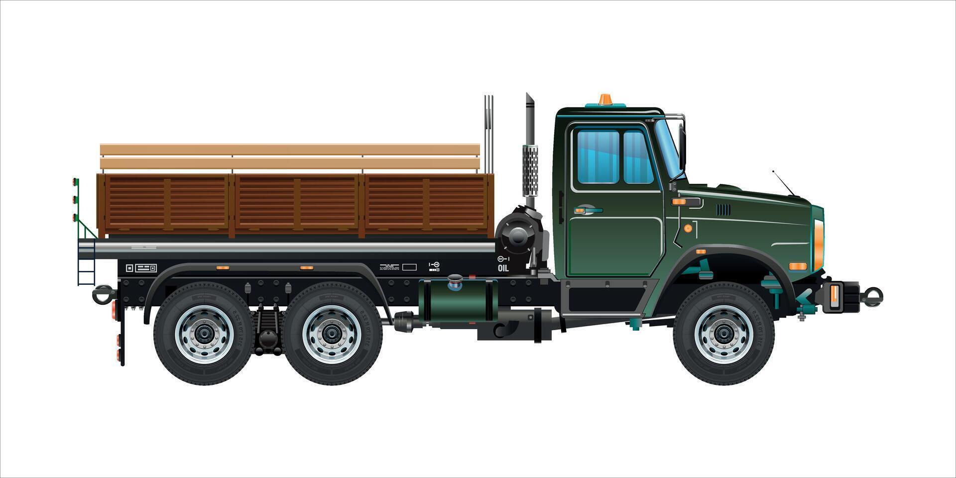 Semi truck medium pickup dump truck vehicle 3D vector