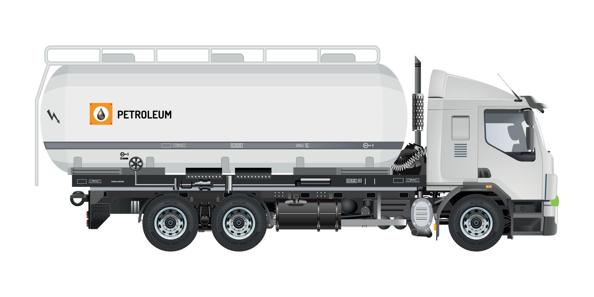 Tanker truck Petroleum liquid oil tanker truck medium trailer 3D Illustration vector