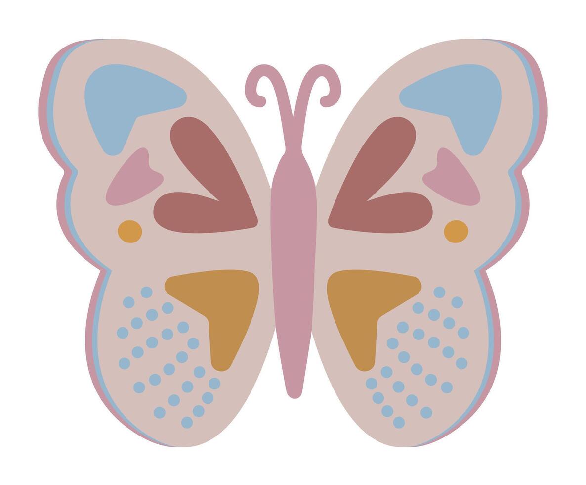 Butterfly boho style illustration, fly with beautiful wings vector