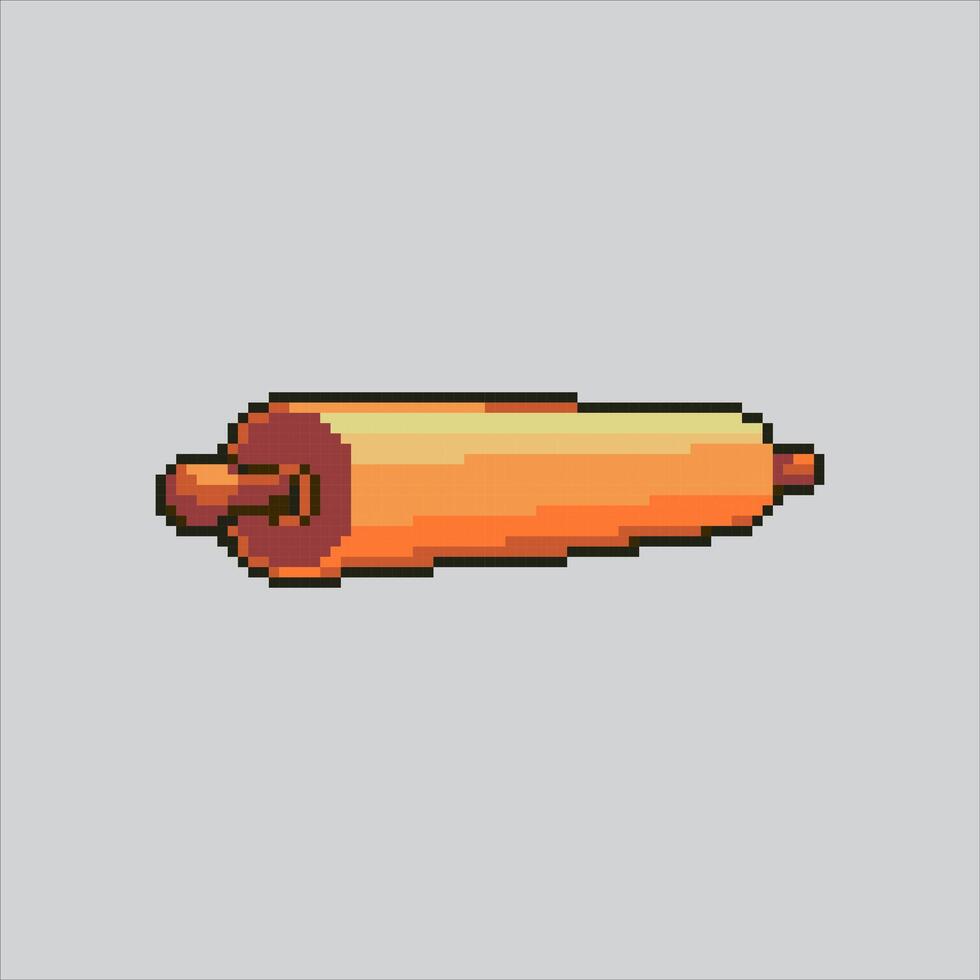 Pixel art illustration Rolling Pin. Pixelated Kitchen Roll. Kitchen Rolling Pin Icon pixelated for the pixel game and icon for website and game. old school retro. vector