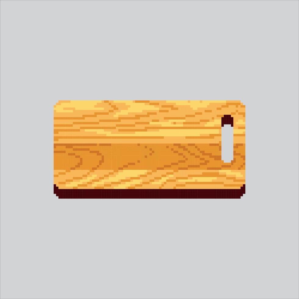 Pixel art Kitchen Cutting Board Plate Pad Icon Illustration for game design vector