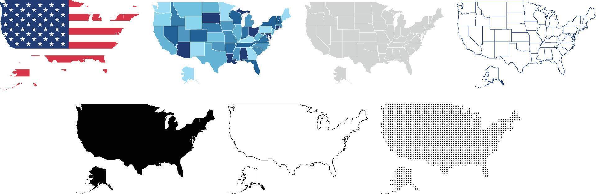 Collection of USA Map American Country vector
