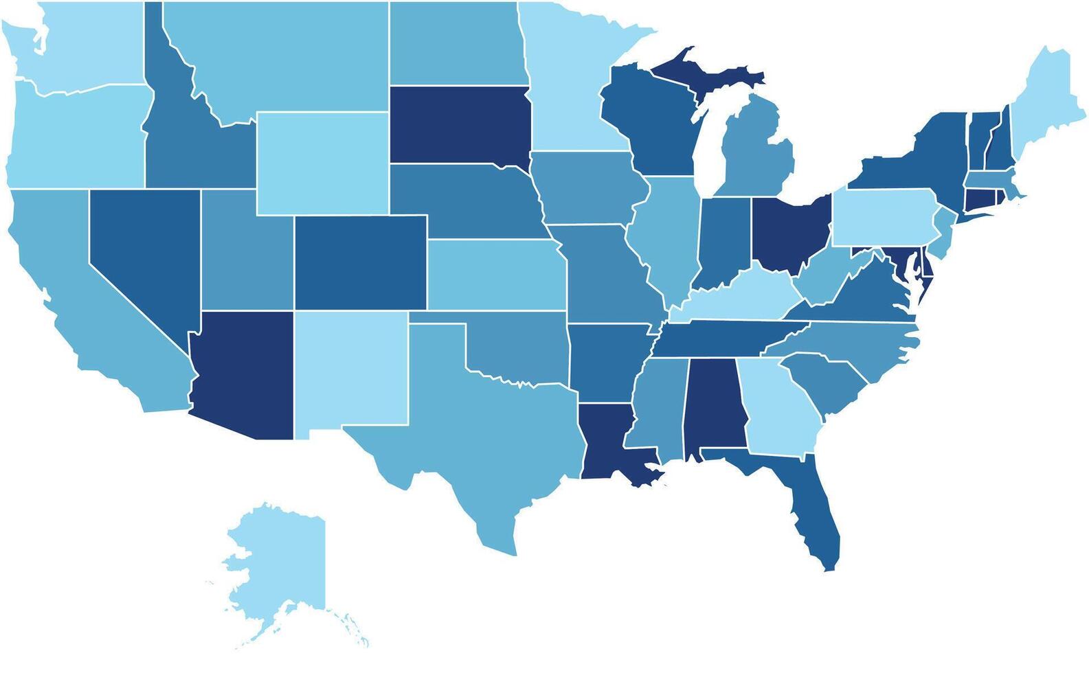 USA Maps with Blue Monochrome Color for District Borders vector