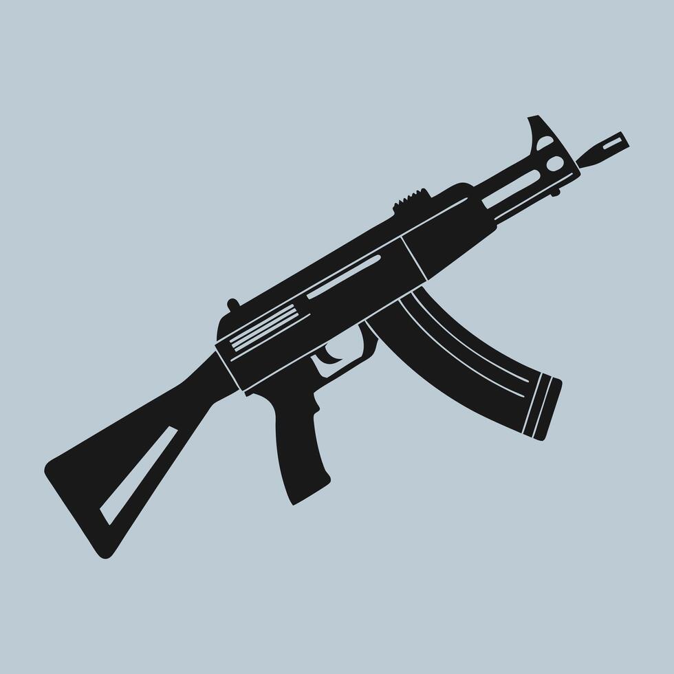 Black Tactical AK47 Silhouette Illustration Ideal for Logos and T-Shirts vector
