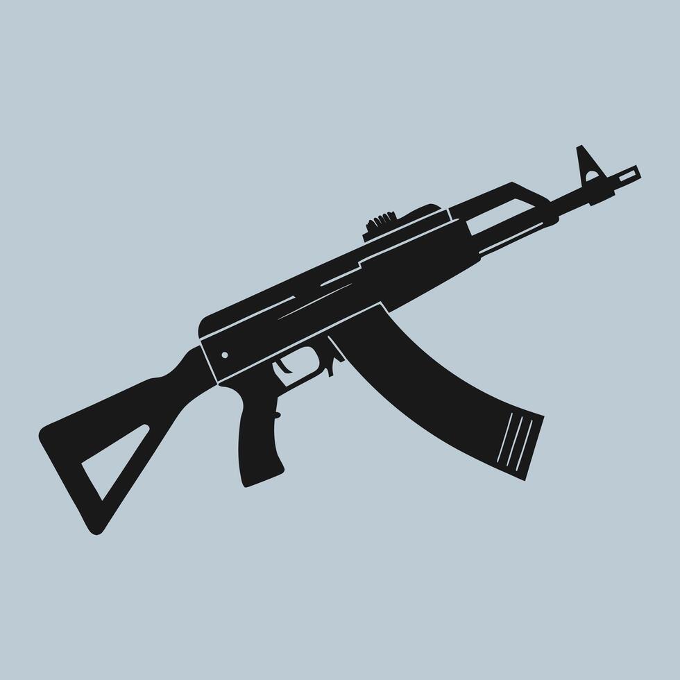 Tactical AK47 Silhouette Illustration Perfect for Military and Shooting Designs vector